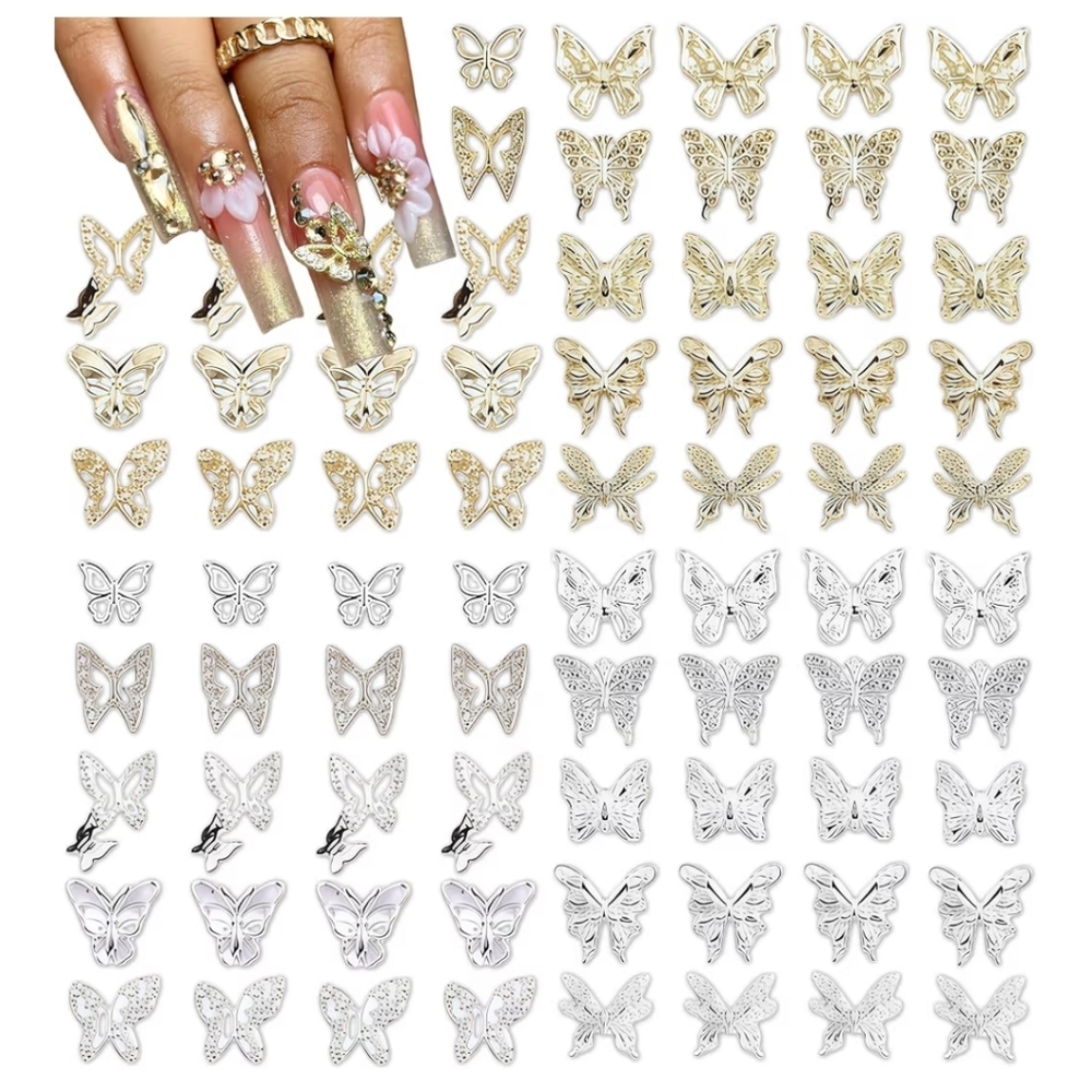 100Pcs Butterfly Nail Charms
